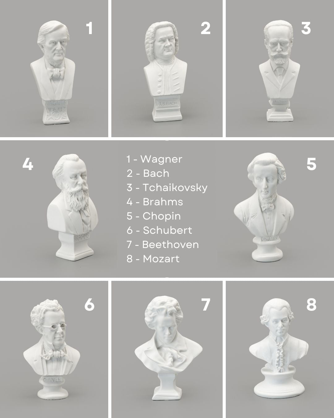 Classical Music Composers Miniature Statue Busts | Mini Figurines