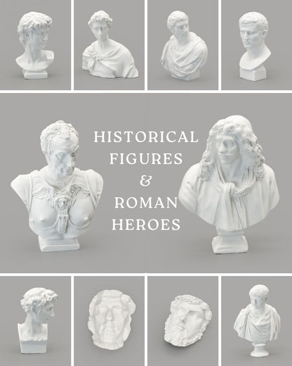 Historical Figures and Heroes Miniature Statue Busts | Desk and Shelf Decor