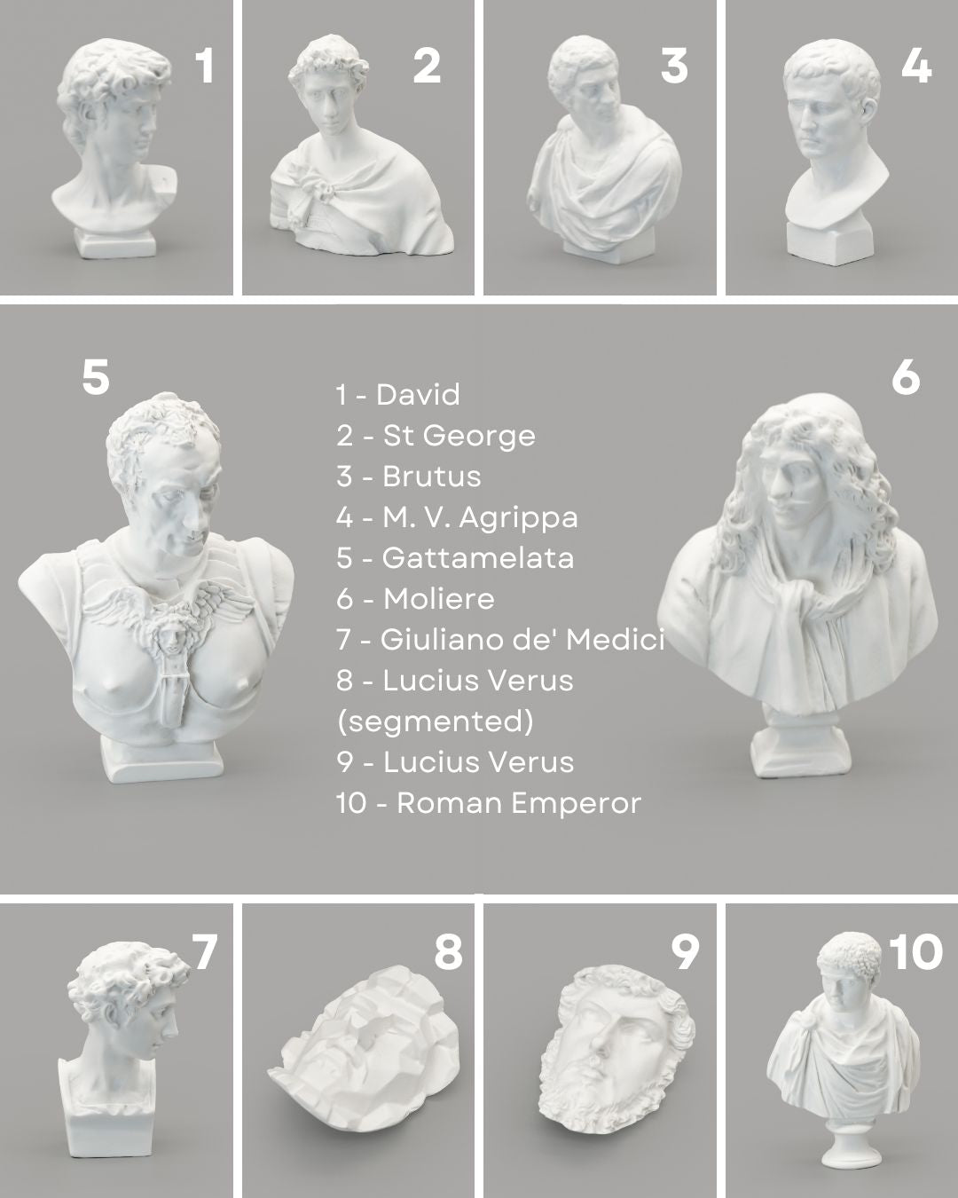 Historical Figures and Heroes Miniature Statue Busts | Desk and Shelf Decor